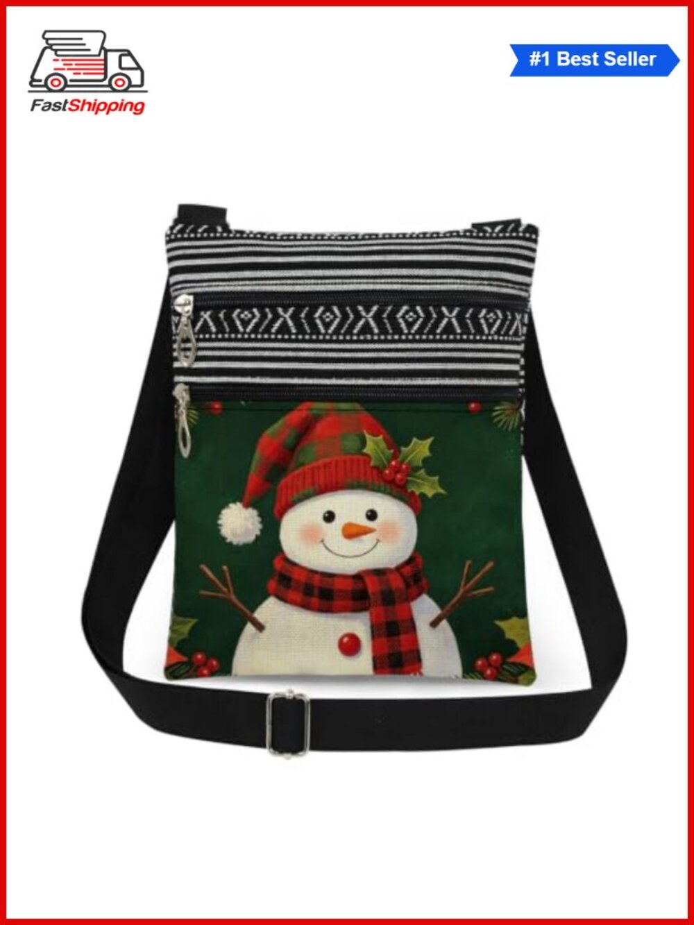 ๐
Snowman Holly Crossbody Bag Festive Holiday Gift Purse for Women - Picture 1 of 6